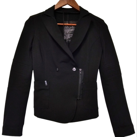 IKKS Women’s Blazer Knit Jacket Double Breasted Size 34 XSmall Black Label - Picture 11 of 11